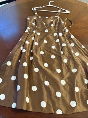 Jessica Howard Brown and White Polka Dot A-Line Dress